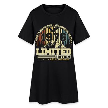 Cadeau d’anniversaire rétro vintage 1976 - Robe T-shirt Femme - noir - Devant