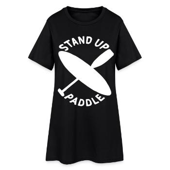 Stand-up-Paddleboard weiß - Frauen T-Shirt-Kleid - Schwarz - Vorne