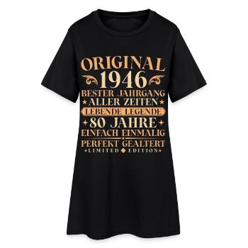 Original 1946 Jahrgang geboren 80. Geburtstag - Frauen T-Shirt-Kleid - Schwarz - Vorne