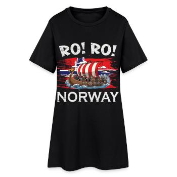 Ro ! Ro ! T-shirt Ro Ro Norvège Viking Ship, - Robe T-shirt Femme - noir - Devant