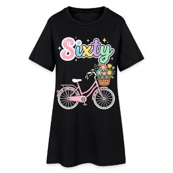 60e anniversaire Cycliste Bicycle Flowers - Robe T-shirt Femme - noir - Devant