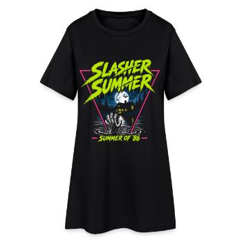 Slasher Summer Neon 80s Horror - Frauen T-Shirt-Kleid - Schwarz - Vorne