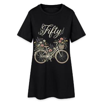 50e anniversaire Cycliste Bicycle Flowers - Robe T-shirt Femme - noir - Devant
