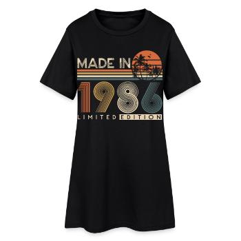 Cadeau d’anniversaire vintage 1986 rétro - Robe T-shirt Femme - noir - Devant