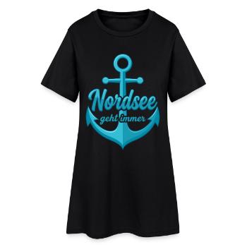 Nordsee geht immer mit Schiff Anker Nordsee Spruch - Frauen T-Shirt-Kleid - Schwarz - Vorne