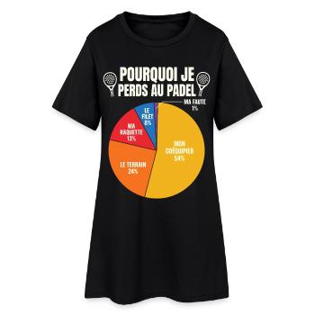 Padel Humour Joueur Perdant - Robe T-shirt Femme - noir - Devant