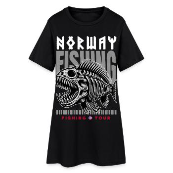 Excursion de pêche en Norvège - Robe T-shirt Femme - noir - Devant