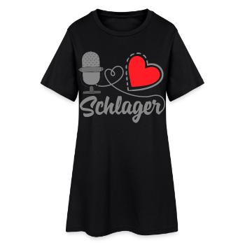 Schlager Liebe Herz Mikrofon Musik Outfit - Frauen T-Shirt-Kleid - Schwarz - Vorne