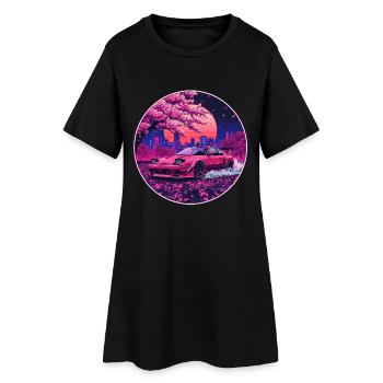 Fleur Furieuse — Âme Rotaire sous le Ciel Sakura - Robe T-shirt Femme - noir - Devant