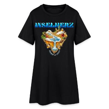 Inselherz Herb und Süß Inselparadies im Herzformat - Frauen T-Shirt-Kleid - Schwarz - Vorne