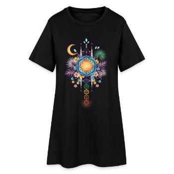 Spiritualité Géométrie Sacrée Fleur de Lotus Zen - Robe T-shirt Femme - noir - Devant
