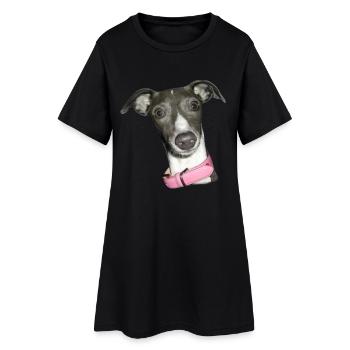 Dog Greyhound Italian Greyhound Pink Collar - Women’s T-Shirt Dress - black - Front