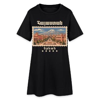 Armenien Jerewan Vintage Reisemarke - Frauen T-Shirt-Kleid - Schwarz - Vorne