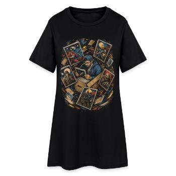 Collectionneur de bandes dessinées - Robe T-shirt Femme - noir - Devant
