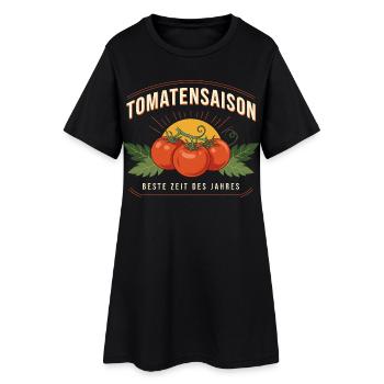 Tomatensaison Frische Retrozeichen - Frauen T-Shirt-Kleid - Schwarz - Vorne