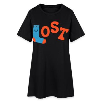 Chaussette perdue - Robe T-shirt Femme - noir - Devant