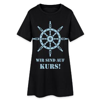 Wir Sind Auf Kurs! (Bier / Steuerrad / Sky Blue) - Frauen T-Shirt-Kleid - Schwarz - Vorne