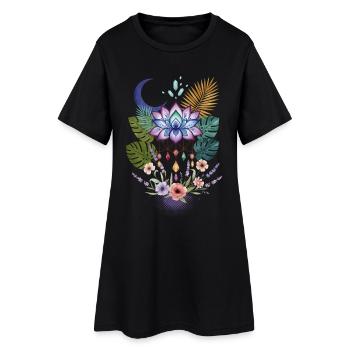 Spiritualité Géométrie Sacrée Fleur de Lotus Zen - Robe T-shirt Femme - noir - Devant