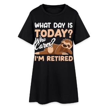 Lustiges Faultier Geschenk - Frauen T-Shirt-Kleid - Schwarz - Vorne