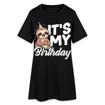 Lustiges Faultier Geschenk - Frauen T-Shirt-Kleid - Schwarz - Vorne