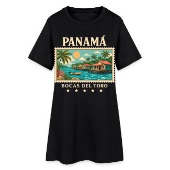 Panama Bocas del Toro Vintage Reisemarke - Frauen T-Shirt-Kleid - Schwarz - Vorne