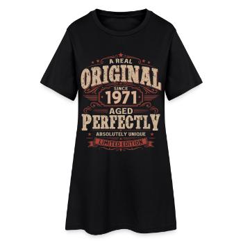 Cadeau d’anniversaire 55 Mari Vintage original 1971 - Robe T-shirt Femme - noir - Devant