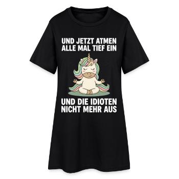 Yoga Einhorn einmal einatmen und ausatmen Einhorn - Frauen T-Shirt-Kleid - Schwarz - Vorne