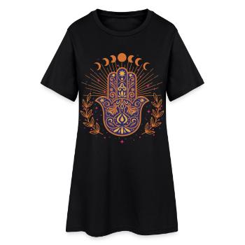 Spiritualité Géométrie Sacrée Fleur de Lotus Zen - Robe T-shirt Femme - noir - Devant