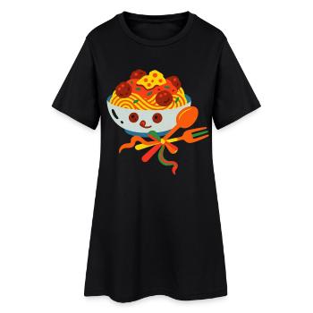 Spaghettis joyeux aux boulettes de viande - Robe T-shirt Femme - noir - Devant
