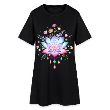 Spiritualité Yoga Fleur de Lotus Méditation Zen - Robe T-shirt Femme - noir - Devant