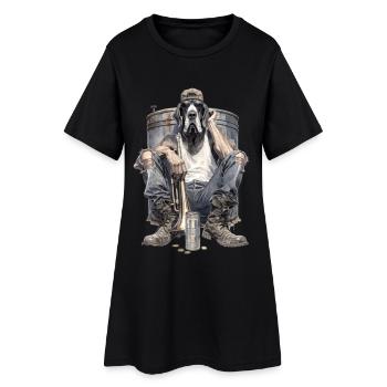 Coole Dogge mit Trompete - Frauen T-Shirt-Kleid - Schwarz - Vorne