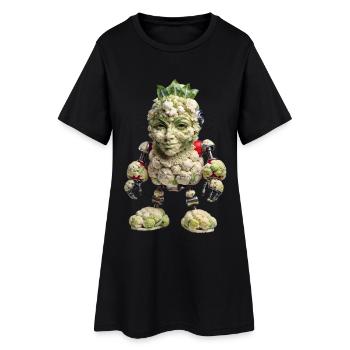CHOU-FLEUR BOT - Cyborg 🥦🤖 Bio-Organique Unique - Robe T-shirt Femme - noir - Devant