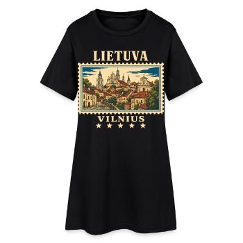 Litauen Vilnius Vintage Reisemarke - Frauen T-Shirt-Kleid - Schwarz - Vorne