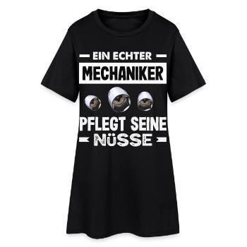 Ein Echter Mechaniker Pflegt Seine Nüsse Kfz Auto - Frauen T-Shirt-Kleid - Schwarz - Vorne