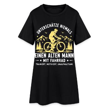 Nie Unterschätze Alten Mann Mit Fahrrad - Frauen T-Shirt-Kleid - Schwarz - Vorne