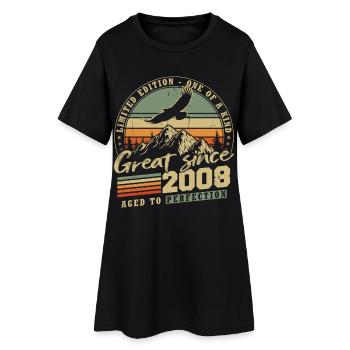 2008 Vintage Vintage Anniversaire Rétro - Robe T-shirt Femme - noir - Devant