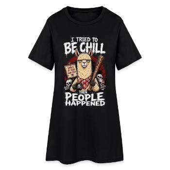 J’ai essayé d’être détendu puis les gens sont arrivés, Lama - Robe T-shirt Femme - noir - Devant