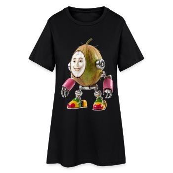 COCONUT BOT - Le mignon robot bio-organique - Robe T-shirt Femme - noir - Devant