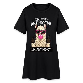 Je suis anti-idiot lama, drôle de dire - Robe T-shirt Femme - noir - Devant