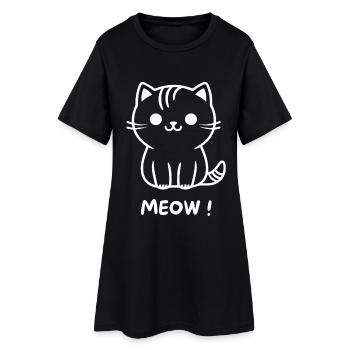 Dessin animé mignon du chat noir miaulant - Robe T-shirt Femme - noir - Devant