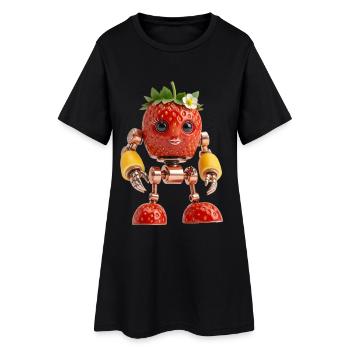 STROUBERRY BOT - Robot organique féminin mignon - Robe T-shirt Femme - noir - Devant