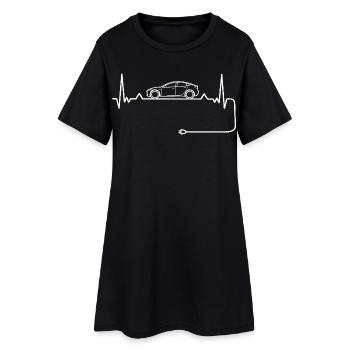 Amour des voitures électriques avec battement de cœur Voitures électriques - Robe T-shirt Femme - noir - Devant