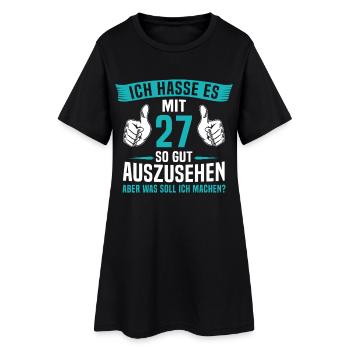 27 Jahre 27. Geburtstag Mann Frau 27 Jahre - Frauen T-Shirt-Kleid - Schwarz - Vorne