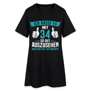 34 Jahre 34. Geburtstag Mann Frau 34 Jahre - Frauen T-Shirt-Kleid - Schwarz - Vorne