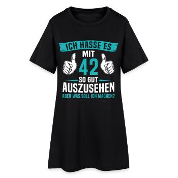 42 Jahre 42. Geburtstag Mann Frau 42 Jahre - Frauen T-Shirt-Kleid - Schwarz - Vorne