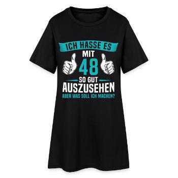 48 Jahre 48. Geburtstag Mann Frau 48 Jahre - Frauen T-Shirt-Kleid - Schwarz - Vorne