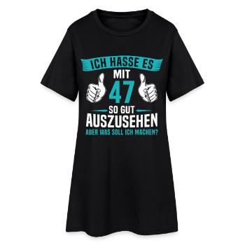 47 Jahre 47. Geburtstag Mann Frau 47 Jahre - Frauen T-Shirt-Kleid - Schwarz - Vorne