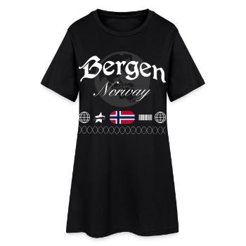 Souvenir de voyage Bergen Norway Streetwear - Robe T-shirt Femme - noir - Devant