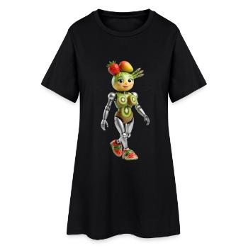 Robot gémine | Art fantaisiste de Fruit-Bots - Robe T-shirt Femme - noir - Devant
