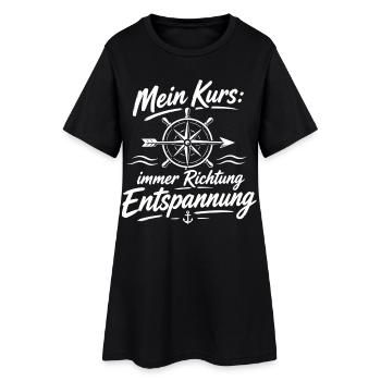 Mein Kurs: Immer Richtung Entspannung - Frauen T-Shirt-Kleid - Schwarz - Vorne